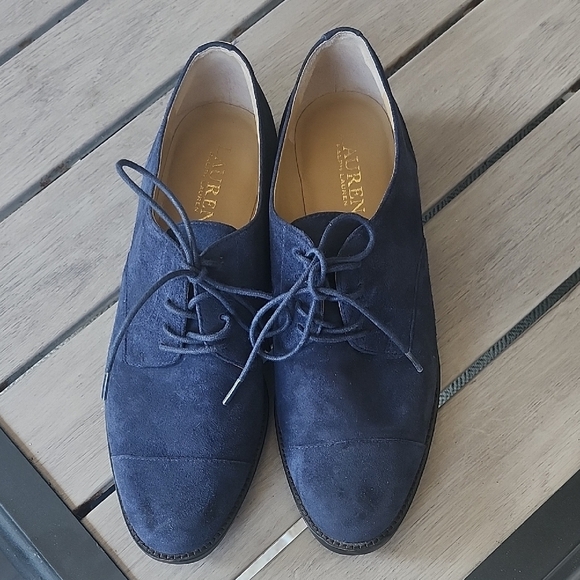 Lauren Ralph Lauren Shoes - Lauren Ralph Lauren Navy Suede Lace-Up Moccasins - Classic Cap-Toe